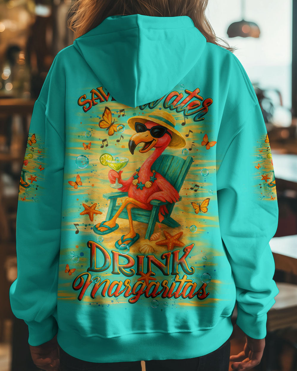 BLISSCORNERS SAVE WATER DRINK FLAMINGO MARGARITAS ALL OVER PRINT