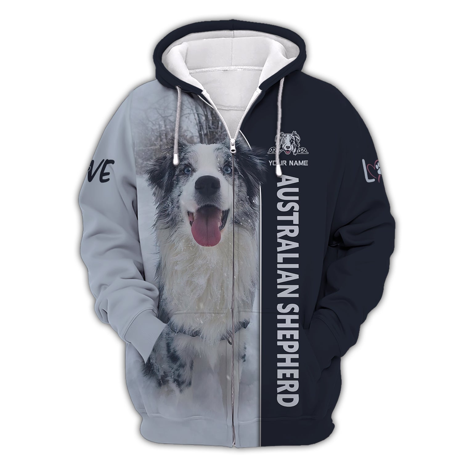 Blisscorners Australian Shepherd Custom Name 3D Shirt Gift For Dog Lovers