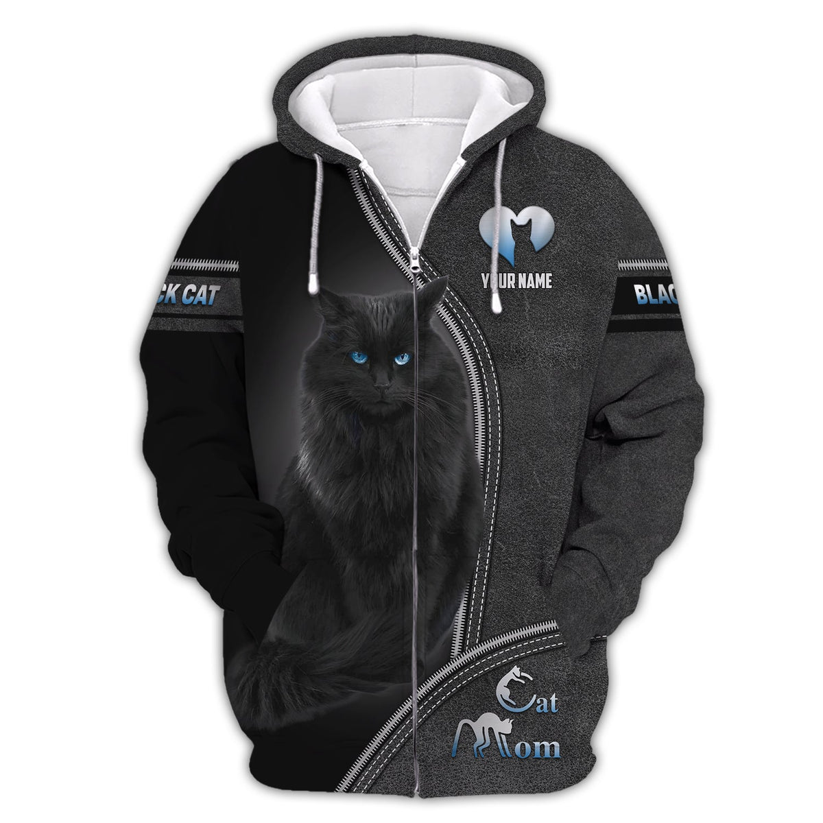 Blisscorners Black Cat Custom Name Cat Mom 3D Shirt Gift For Cat Lovers