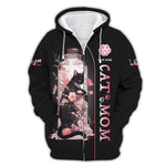 Blisscorners Black Cat In Cherry Blossom Jar Custom Name Cat Mom 3D Shirt Gift For Cat Lovers