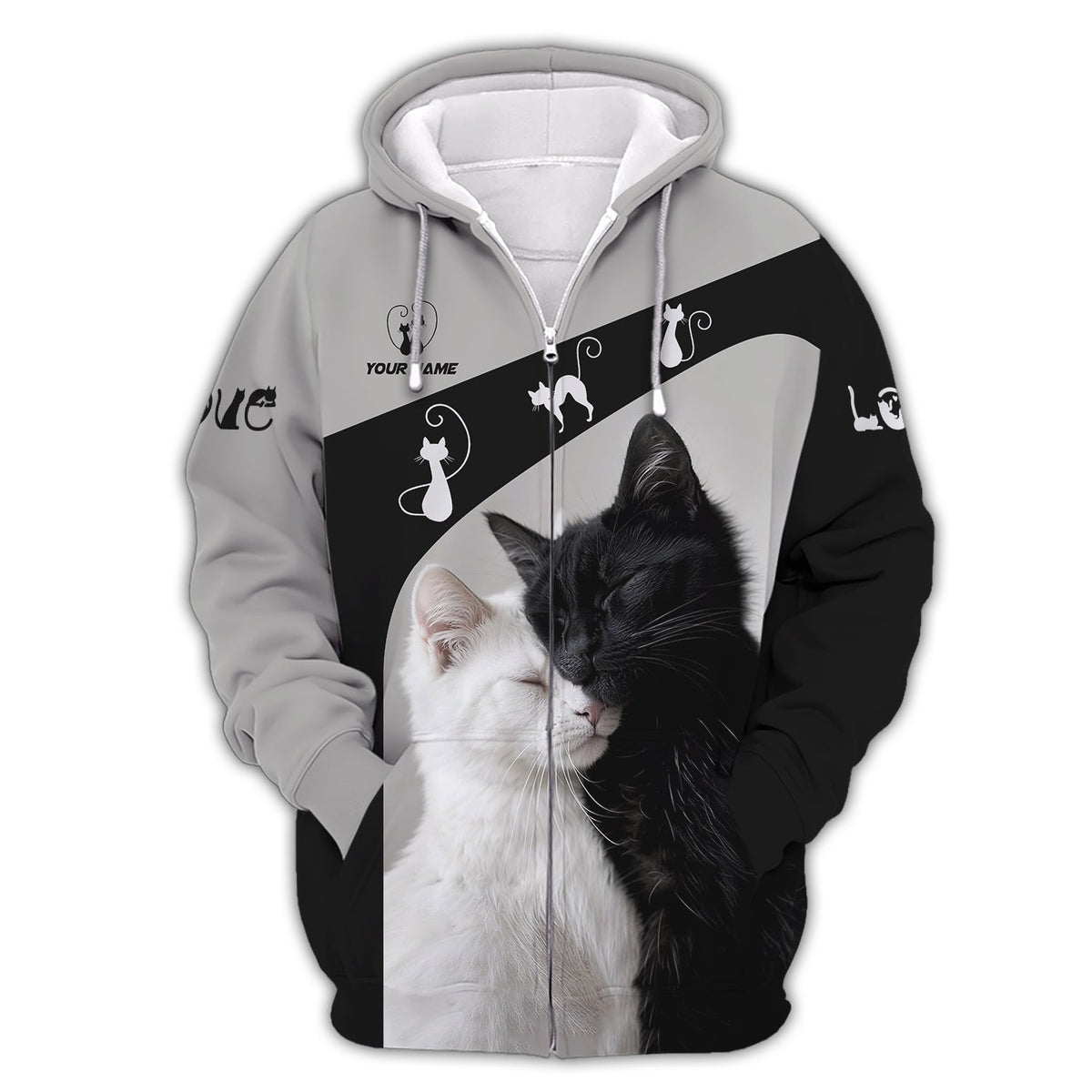 Blisscorners Cat Custom Name 3D Shirt Black With White Cat Gift For Cat Lovers