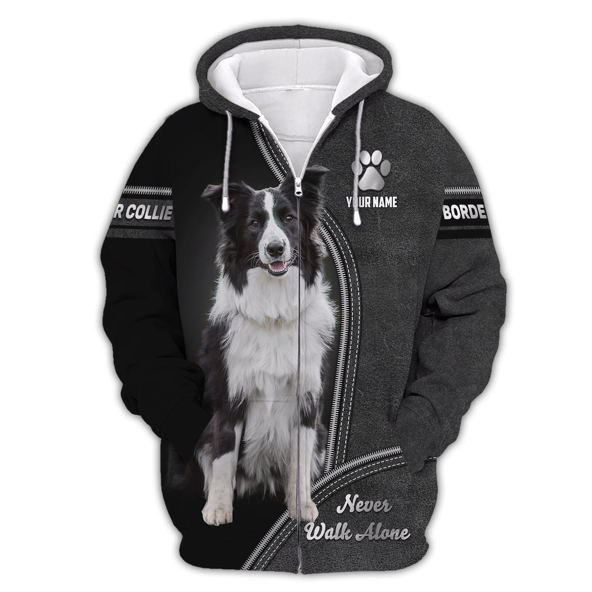 Blisscorners Border Collie Never Walk Alone Custom T-Shirts Border Collie 3D Shirt Gift For Dog Lover