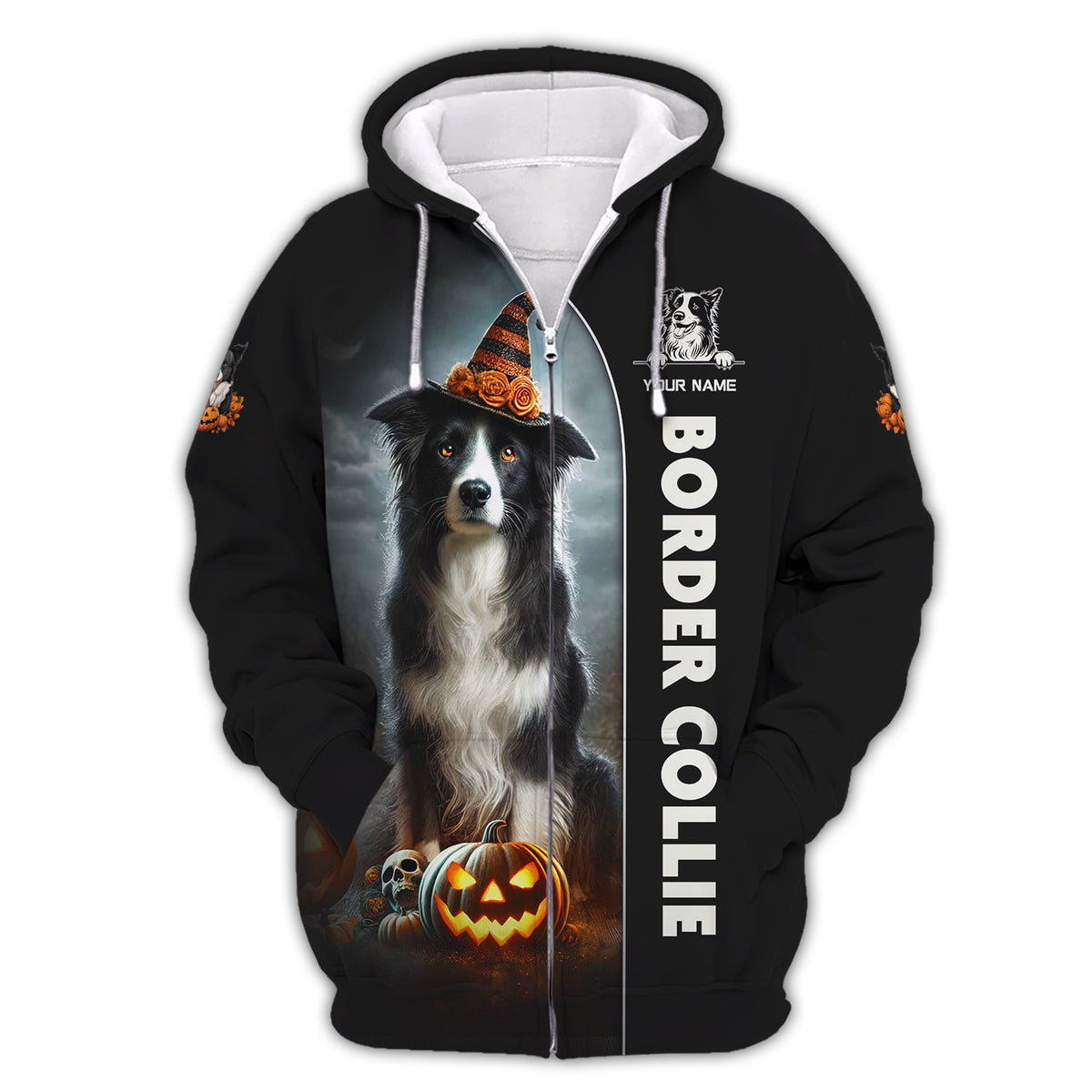 Blisscorners Border Collie Custom Name 3D Shirt Happy Halloween Gift For Dog Lovers