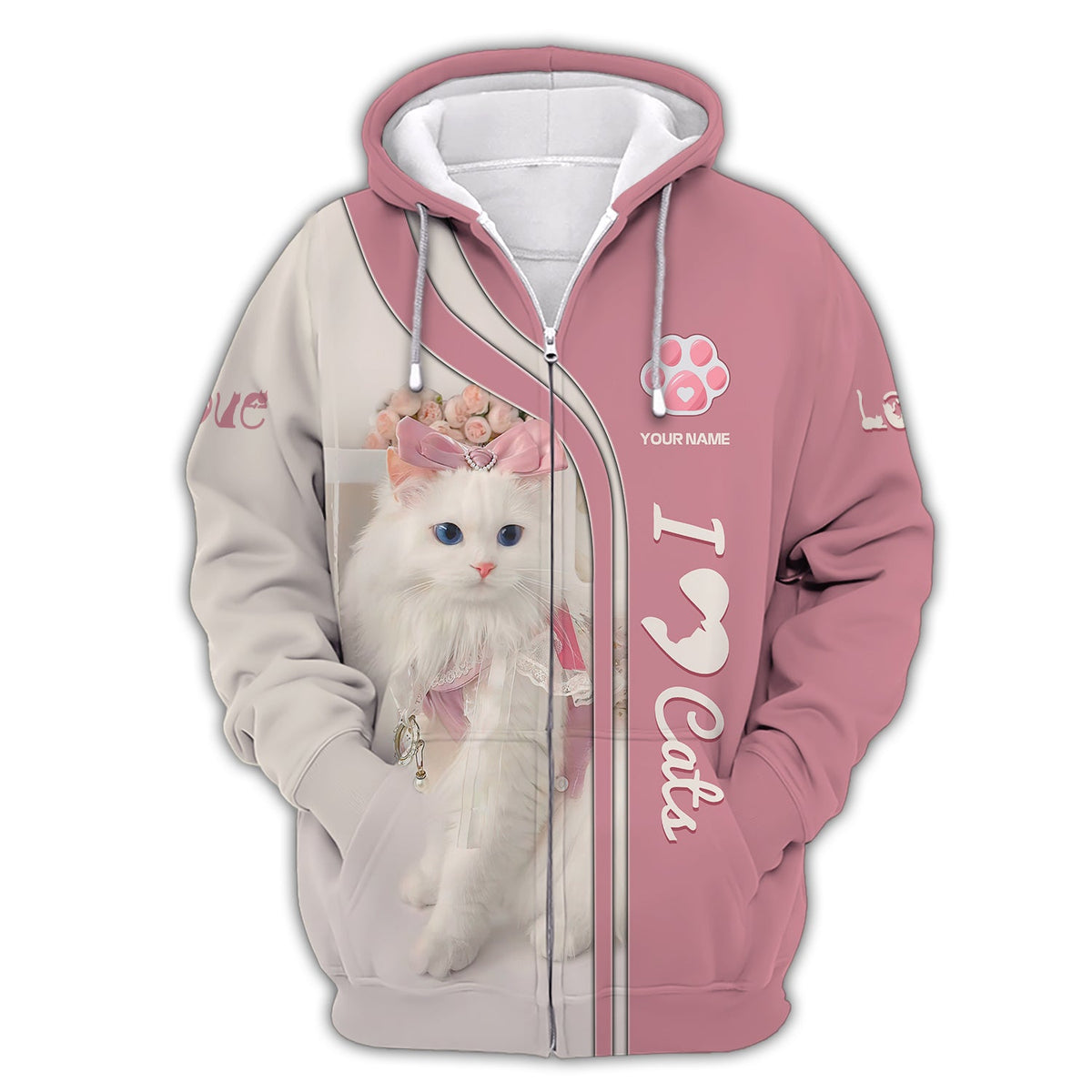 Blisscorners 3D Full Print Cute Cat Shirt Personalized Name Gift For Cats Lovers