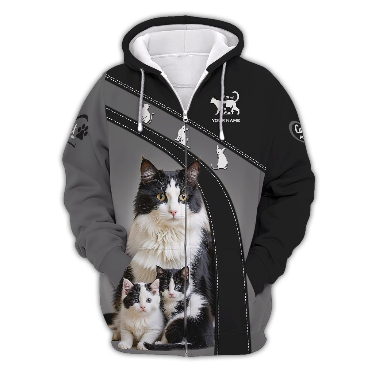 Blisscorners 3D Full Print Cat Mom T-Shirts Personalized Name Gift For Cat Lovers