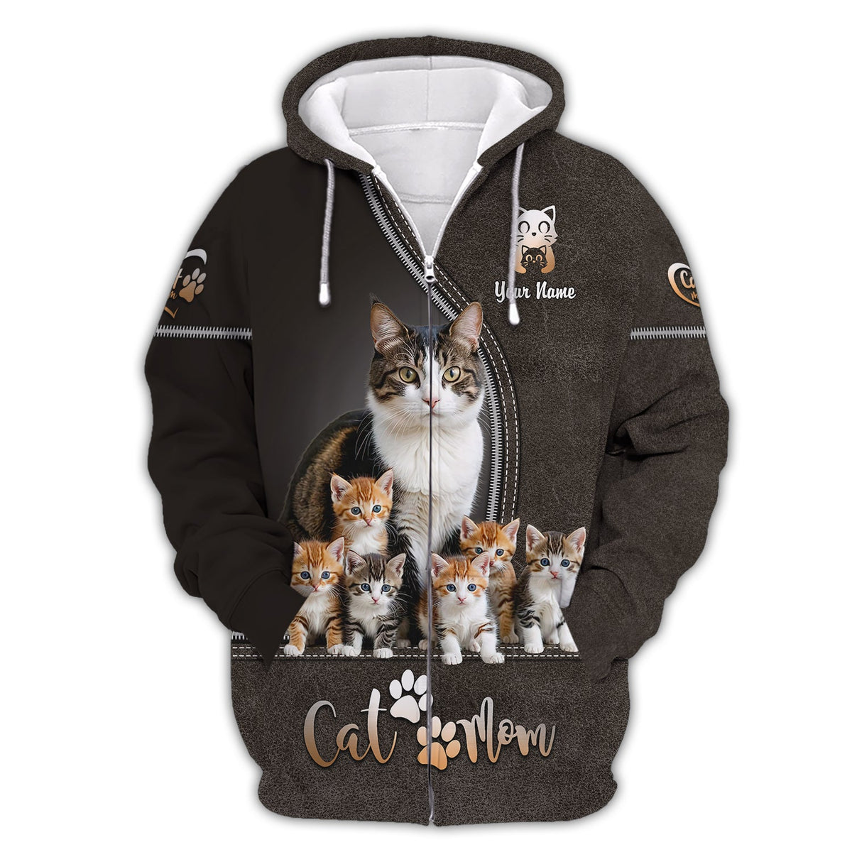 Blisscorners Adorable Cat and Kittens Custom Name Cat Mom 3D Shirt Gift For Cat Lovers