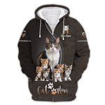 Blisscorners Adorable Cat and Kittens Custom Name Cat Mom 3D Shirt Gift For Cat Lovers