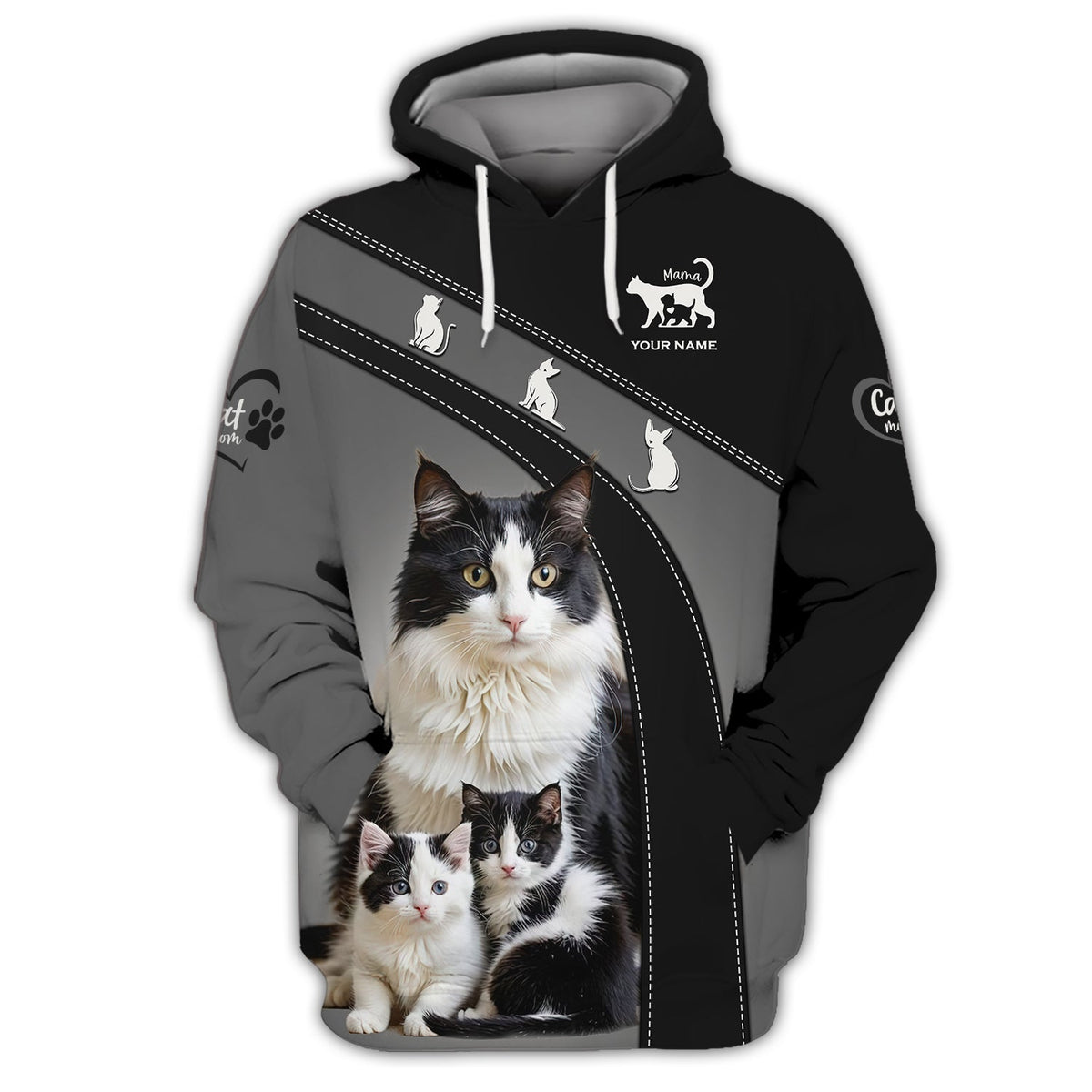 Blisscorners 3D Full Print Cat Mom T-Shirts Personalized Name Gift For Cat Lovers