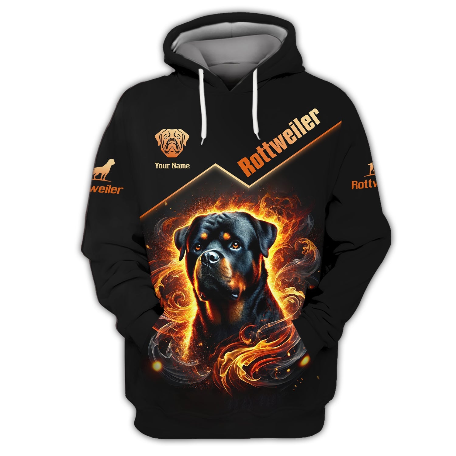 Blisscorners Rottweiler With Fire Custom 3D Shirt Gift For Dog Lovers