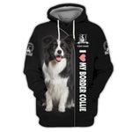 Blisscorners Border Collie Custom Name Zipper Hoodie Gif For Dog Lover 3D Shirts