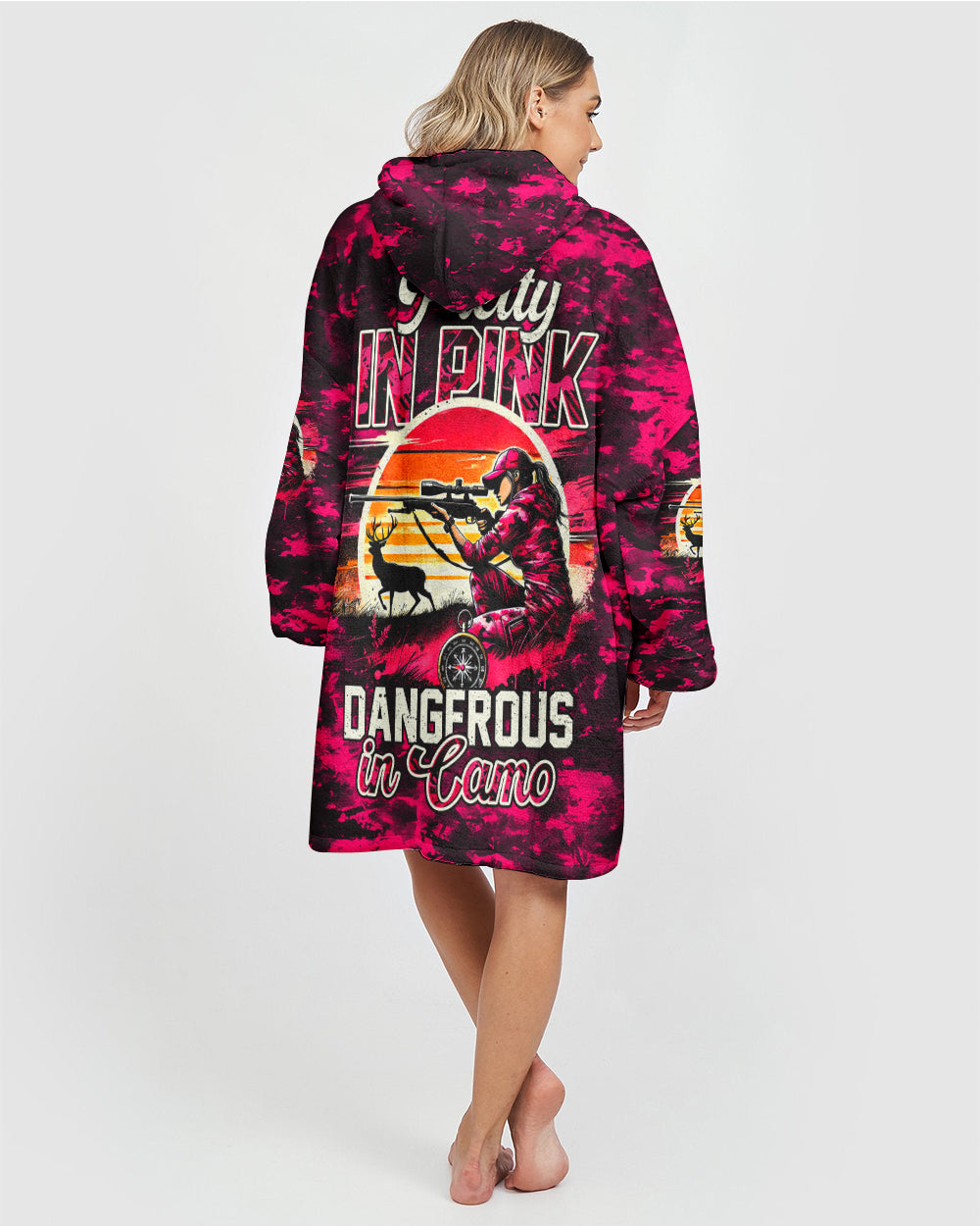 BLISSCORNERS PRETTY IN PINK HUNTING CAMO SHERPA BLANKET HOODIE