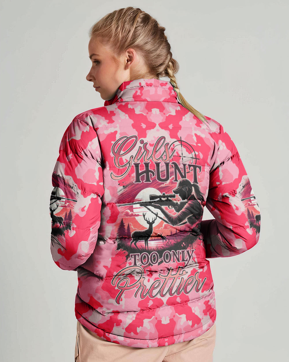 BLISSCORNERS GIRLS HUNT TOO ONLY PRETTIER CAMO PUFFER JACKET