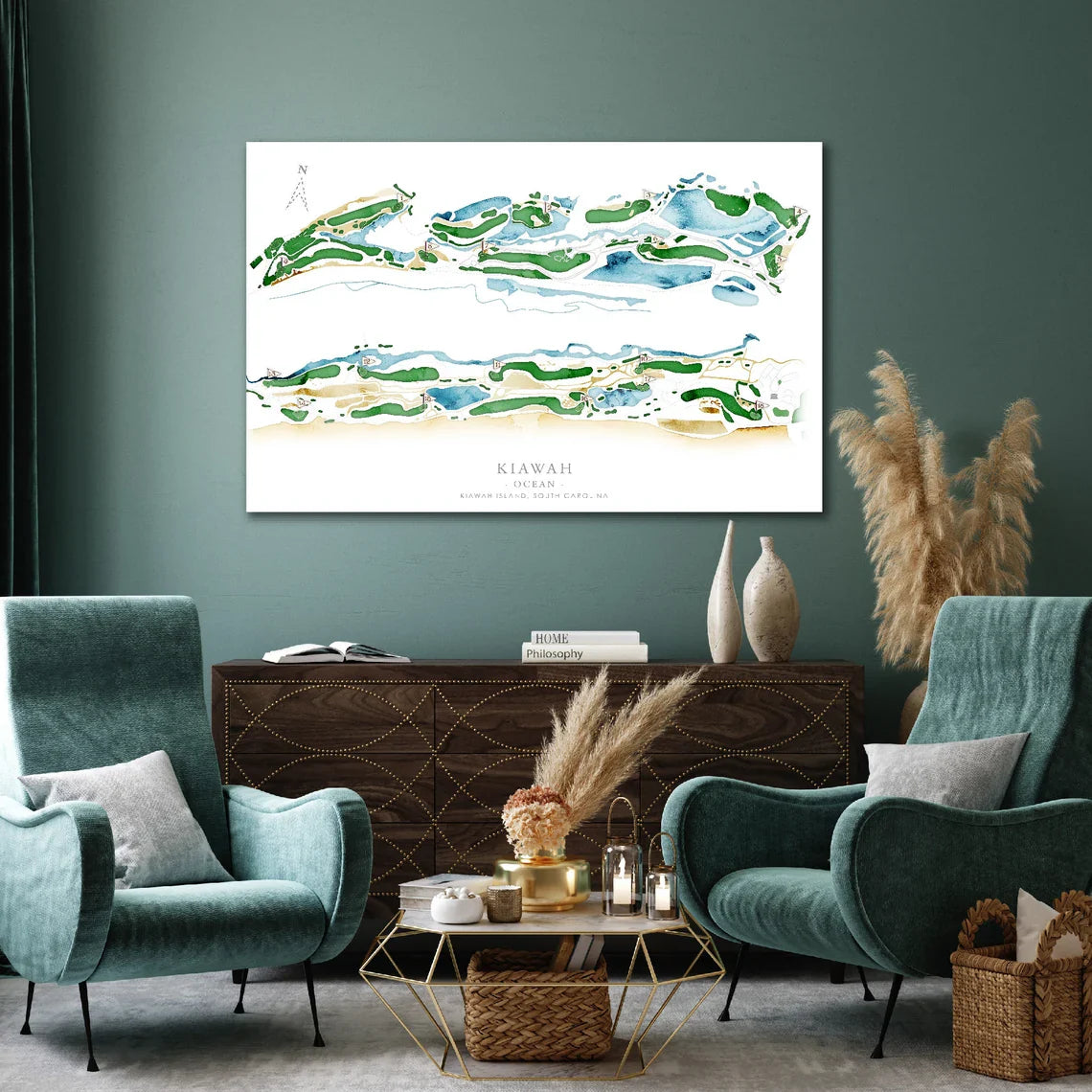 Blisscorners Kiawah Ocean Golf Course Map Canvas, Golf Wall Art, Gift For Golfers LM2611