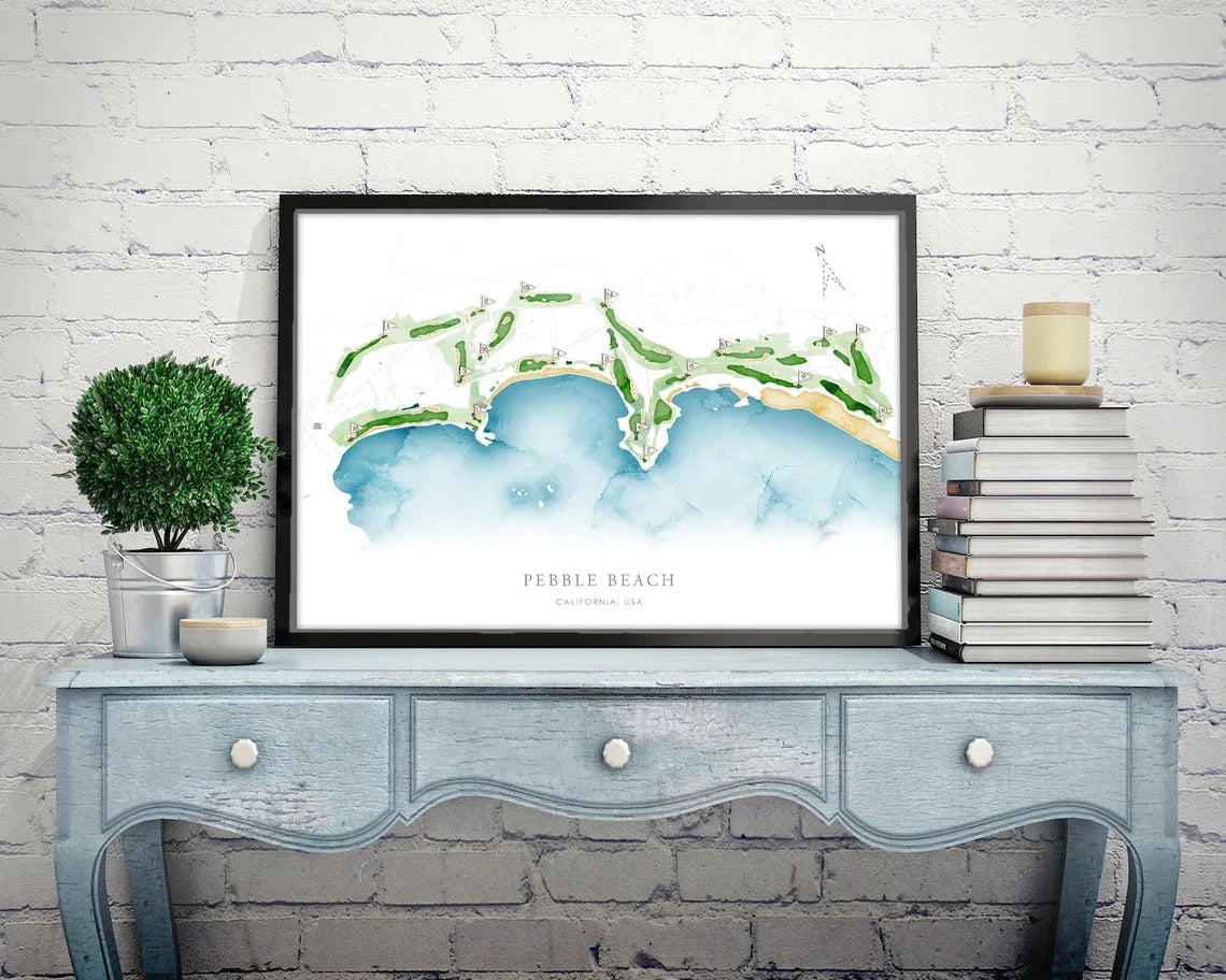 Blisscorners Pesonalized Golf Course Map Canvas, Golf Wall Art, Gift For Golfers LM2611