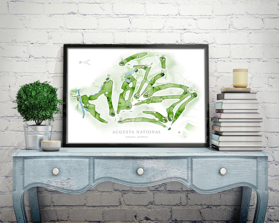 Blisscorners Augusta Golf Course Map Canvas, Golf Wall Art, Gift For Golfers LM2611