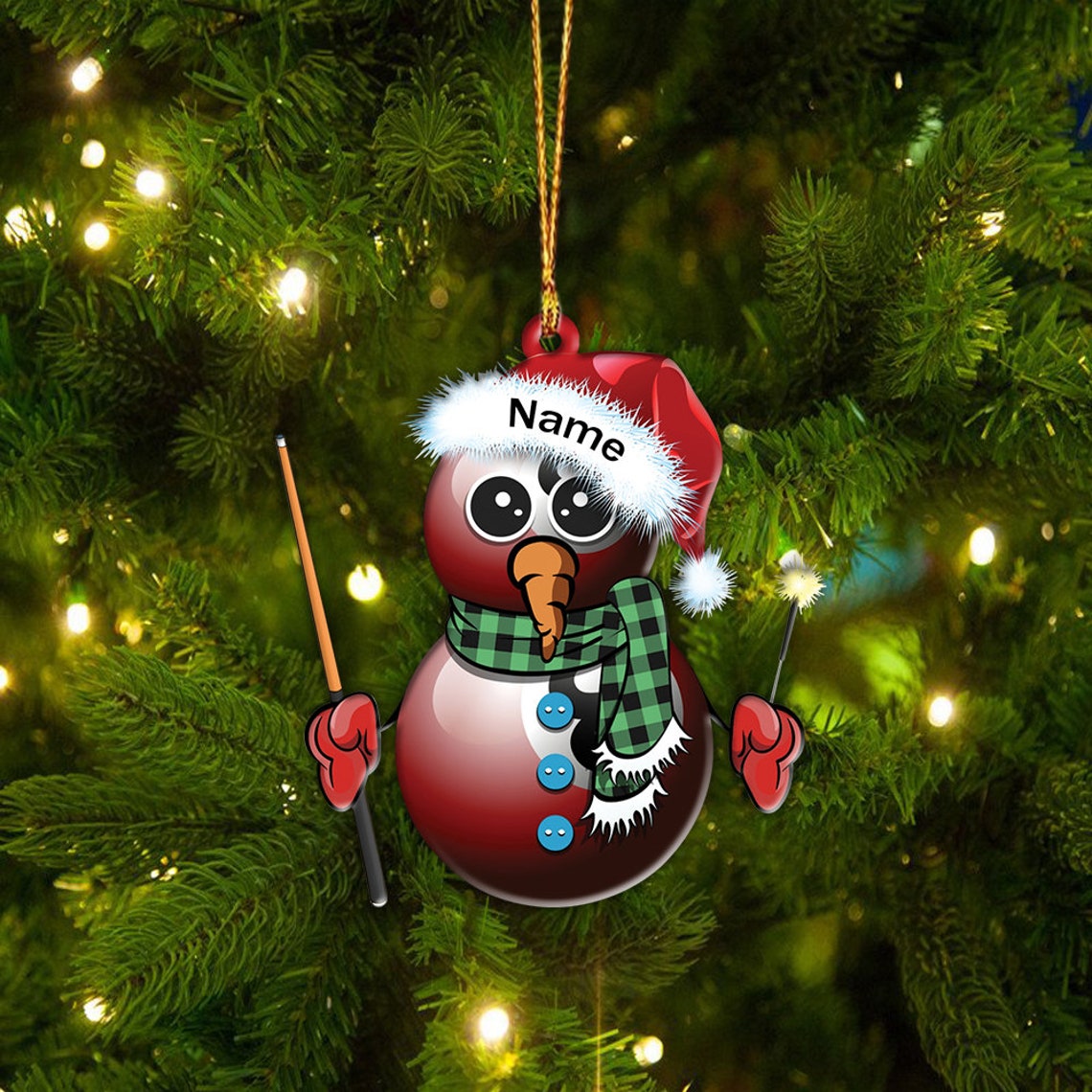 Blisscorners Personalized Billiard Ball Snowman Ornament, Billiard Ball Xmas Ornament, Xmas Car Ornament Decor
