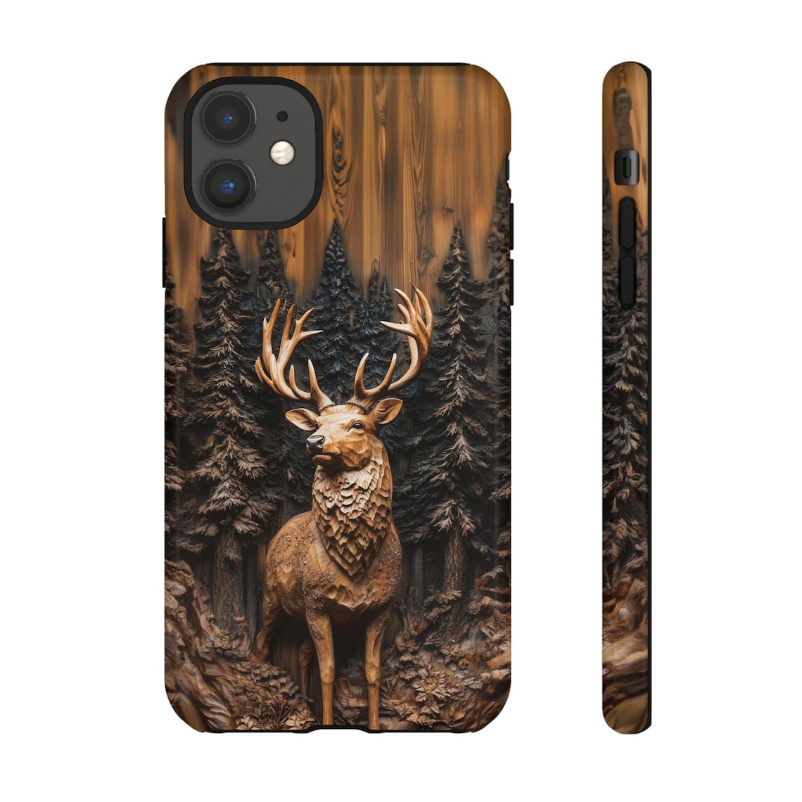 Blisscorners Carved Deer Phone Case: 3D Visual Effect, Hunter Gift Full Wrap Phone Case LM0812