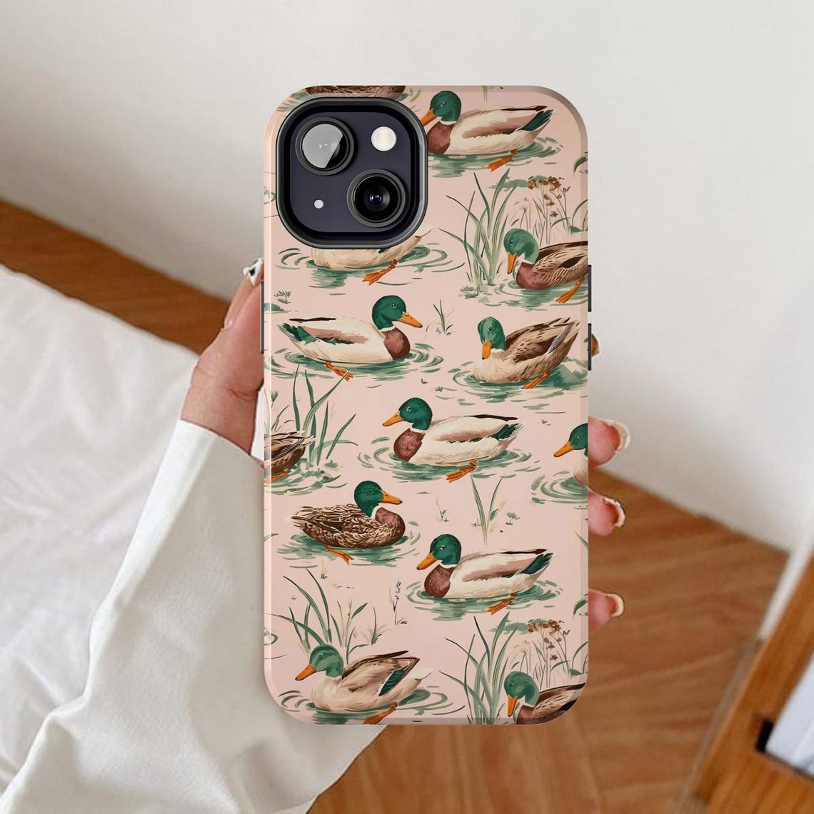 Blisscorners Mallard duck phone case, Animal pond iPhone cover, Hunting nature Samsung galaxy, Dabbling bird, Duckling hunt Google pixel, Lake wildlife Full Wrap Phone Case LM0812
