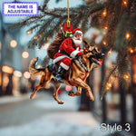 Blisscorners Santa Riding German Shepherd Christmas Ornament - Funny Dog Lover Tree Hanging Decoration, Holiday Pet Gift, Custom German Shepherd Ornament2D Flat LM2511