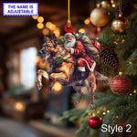 Blisscorners Santa Riding German Shepherd Christmas Ornament - Funny Dog Lover Tree Hanging Decoration, Holiday Pet Gift, Custom German Shepherd Ornament2D Flat LM2511