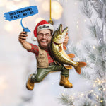 Blisscorners Custom Photo Fisherman - Fishing Personalized Ornament - Funny Christmas Gift For Fishing Lovers, Fisherman