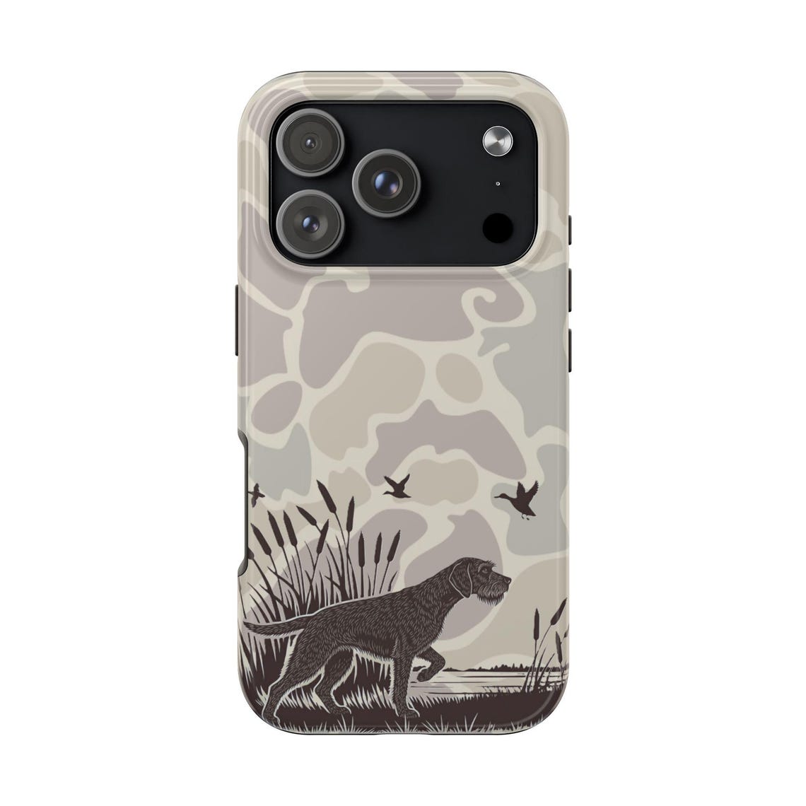 Blisscorners Duck Hunting Dog Camo Tough Case, German Wirehaired Pointer Tough Phone Case for iPhone 17 Full Wrap Phone Case LM0812