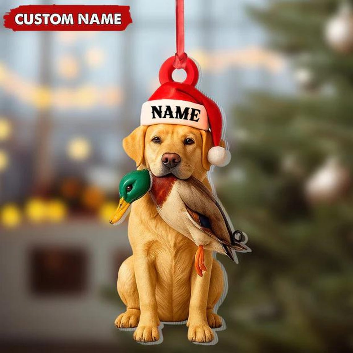 Blisscorners Personalized Labrador Retriever Duck Hunting Ornament, Custom Christmas Gift for Hunters 2D Flat LM2511