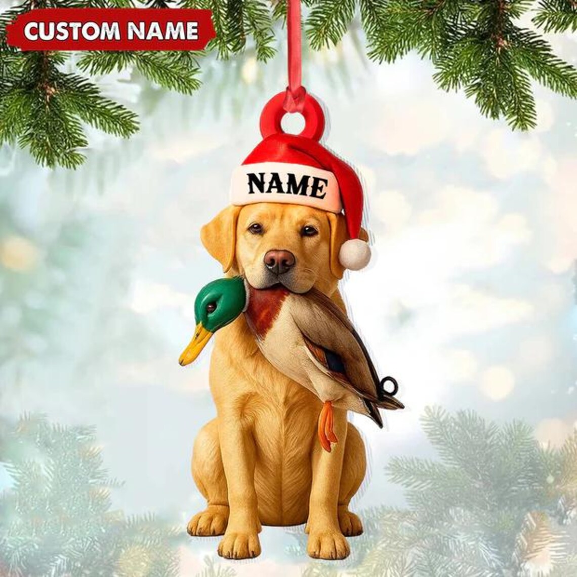 Blisscorners Personalized Labrador Retriever Duck Hunting Ornament, Custom Christmas Gift for Hunters 2D Flat LM2511
