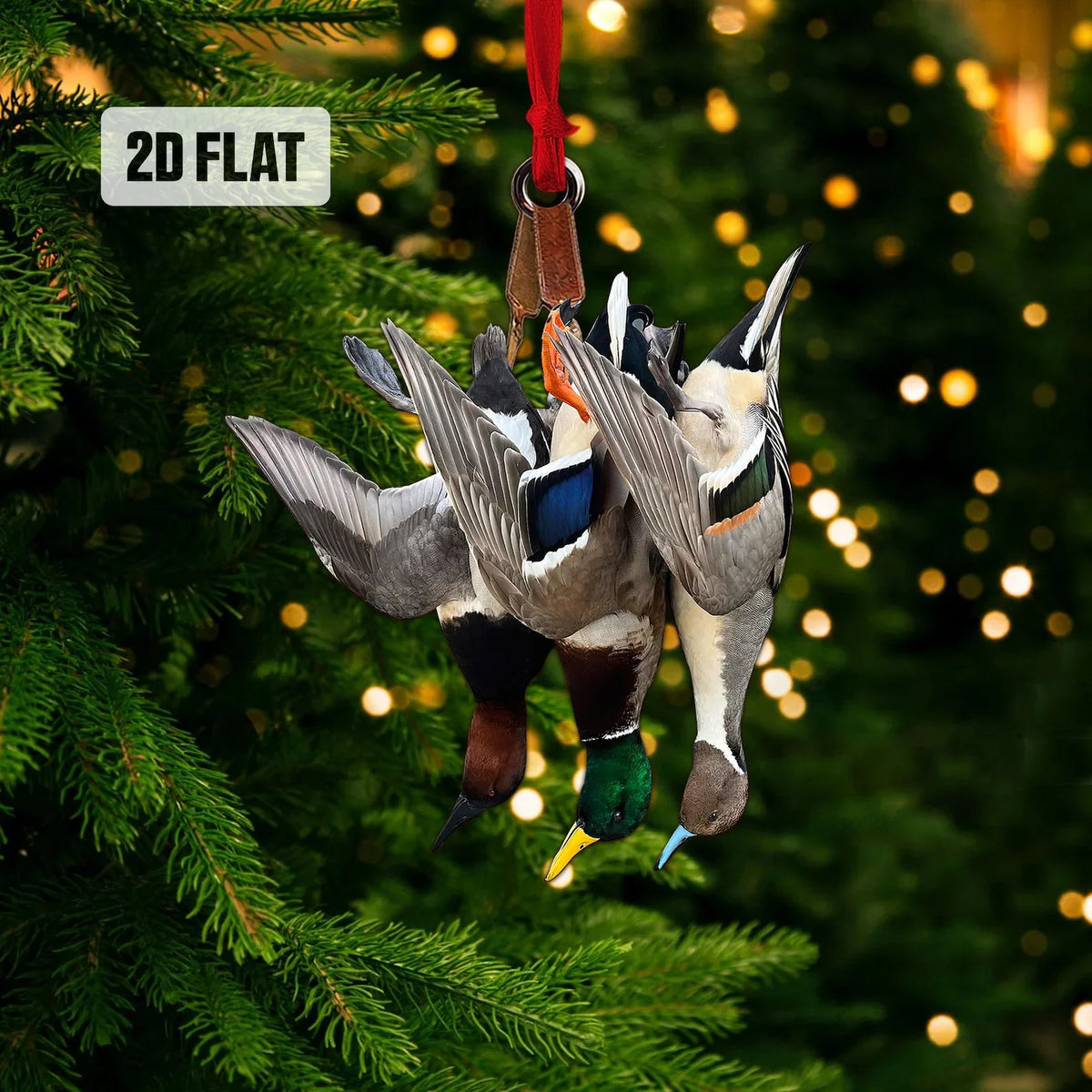 Blisscorners Duck Hunting Flat Ornament, Hunting Rearview Mirror Car Accessories, Hunting Christmas Ornament, Xmas Gift for Dad, Husband, Hunting Lover 2D Flat LM2211