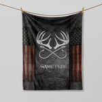 Blisscorners Custom Name Hunting Fishing USA Flag Blanket