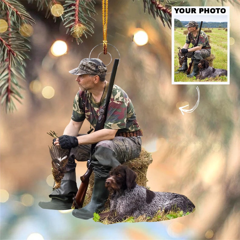 Blisscorners Custom Photo Christmas Hunting Ornament Gift for Deer Hunter