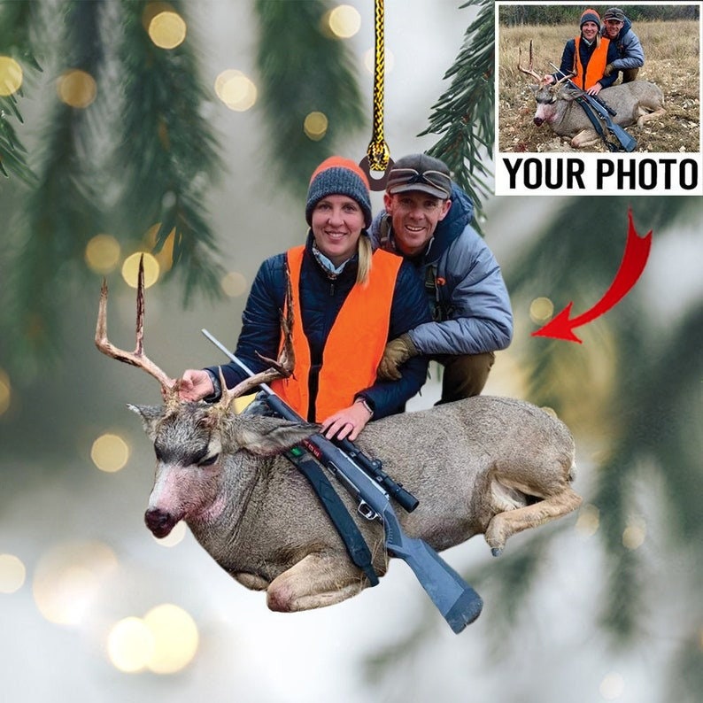 Blisscorners Custom Photo Hunting Ornament Gift for Deer Hunter