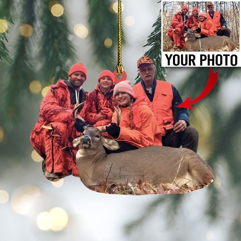 Blisscorners Custom Photo Hunting Ornament Gift for Deer Hunter