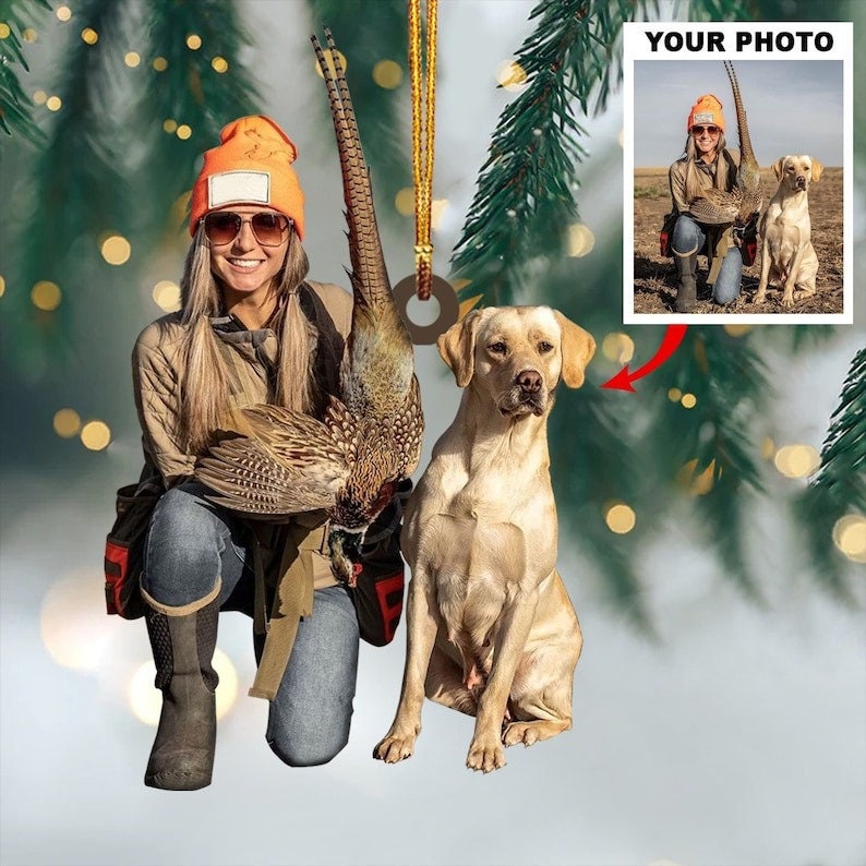 Blisscorners Custom Photo Hunting Ornament Gift for Deer Hunter