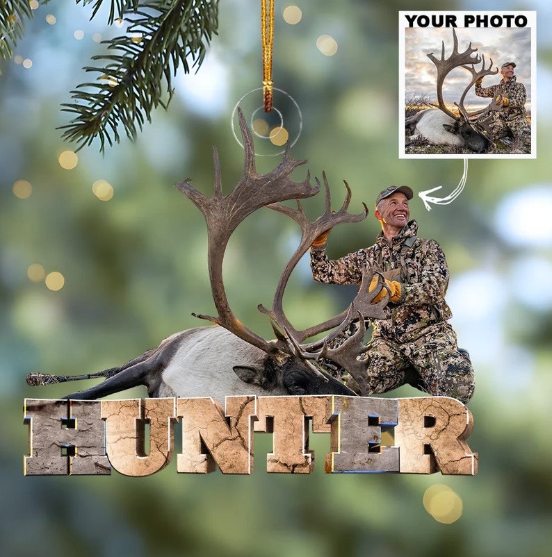 Blisscorners Custom Photo Hunting Christmas Tree Ornament Gift for Deer Hunter