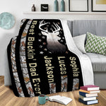 Blisscorners Personalized Hunting Dad Blanket, Best Buckin' Dad Ever Blanket, Custom Soft Sherpa Fleece Throw Blankets, Gift for Dad, Father's Day Gift LM1711