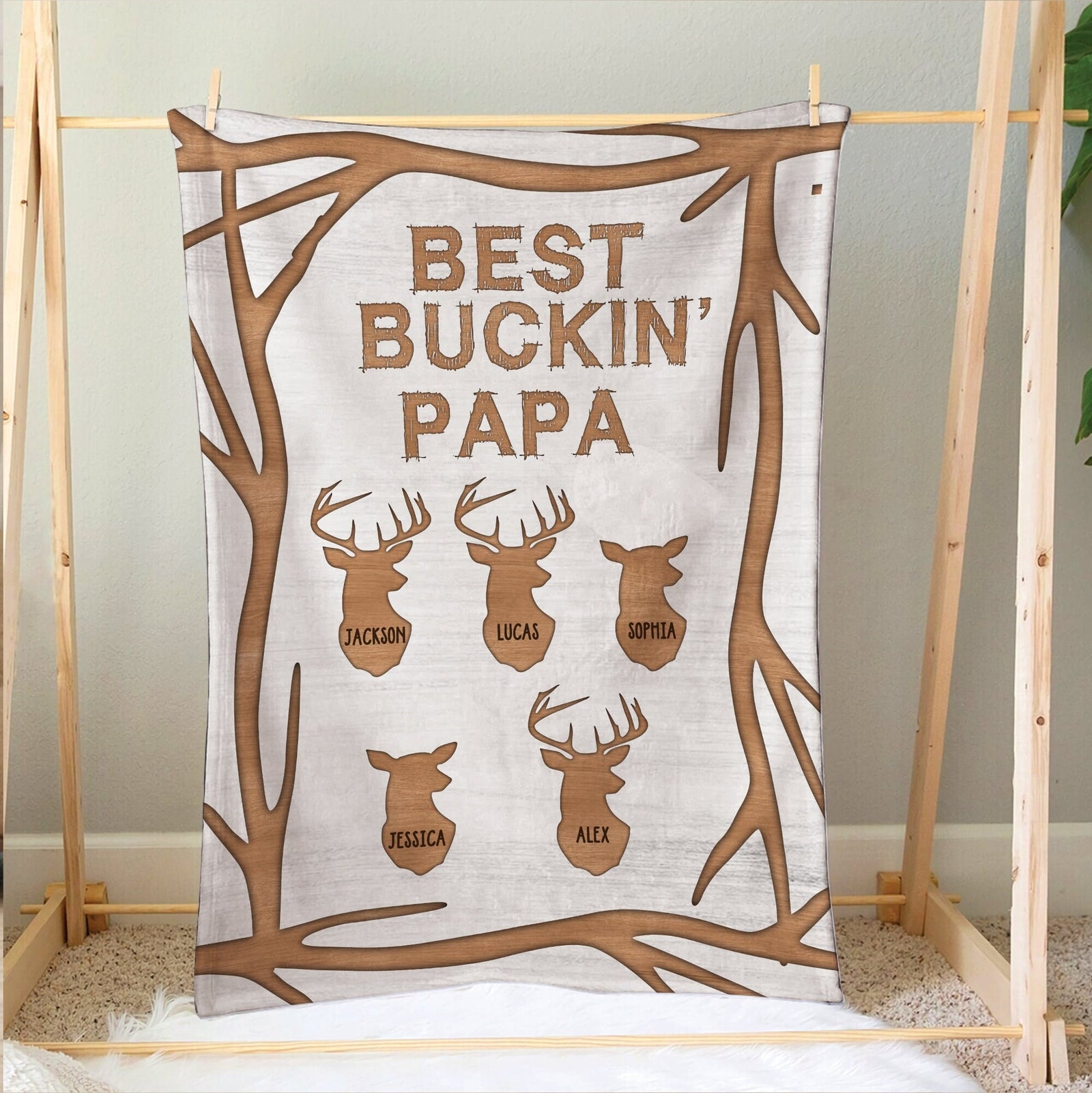 Blisscorners Personalized Hunting Dad Blanket, Best Buckin' Papa Blanket, Custom Soft Cozy Sherpa Fleece Throw Blankets, Gift for Dad, Father's Day Gift
LM1711