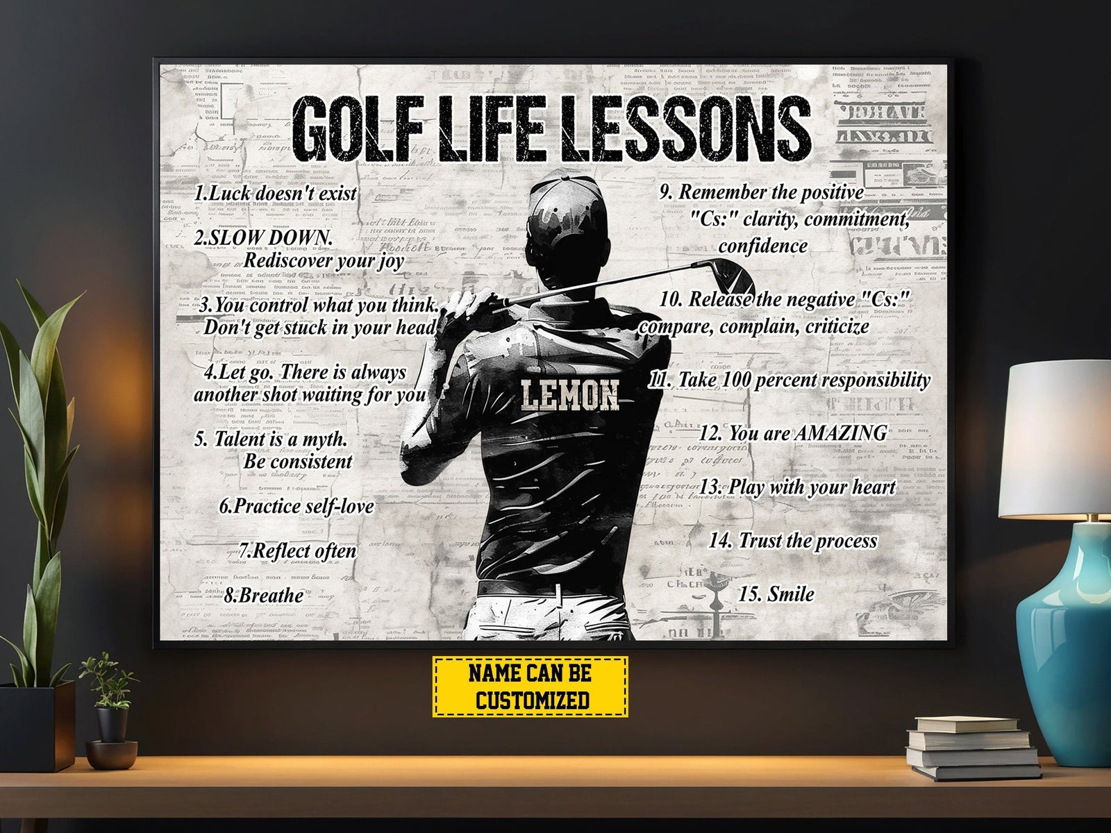 Blisscorners Golf Life Lessons Personalized Canvas Print, Golf Gift For Man, Golf Decor LM2611