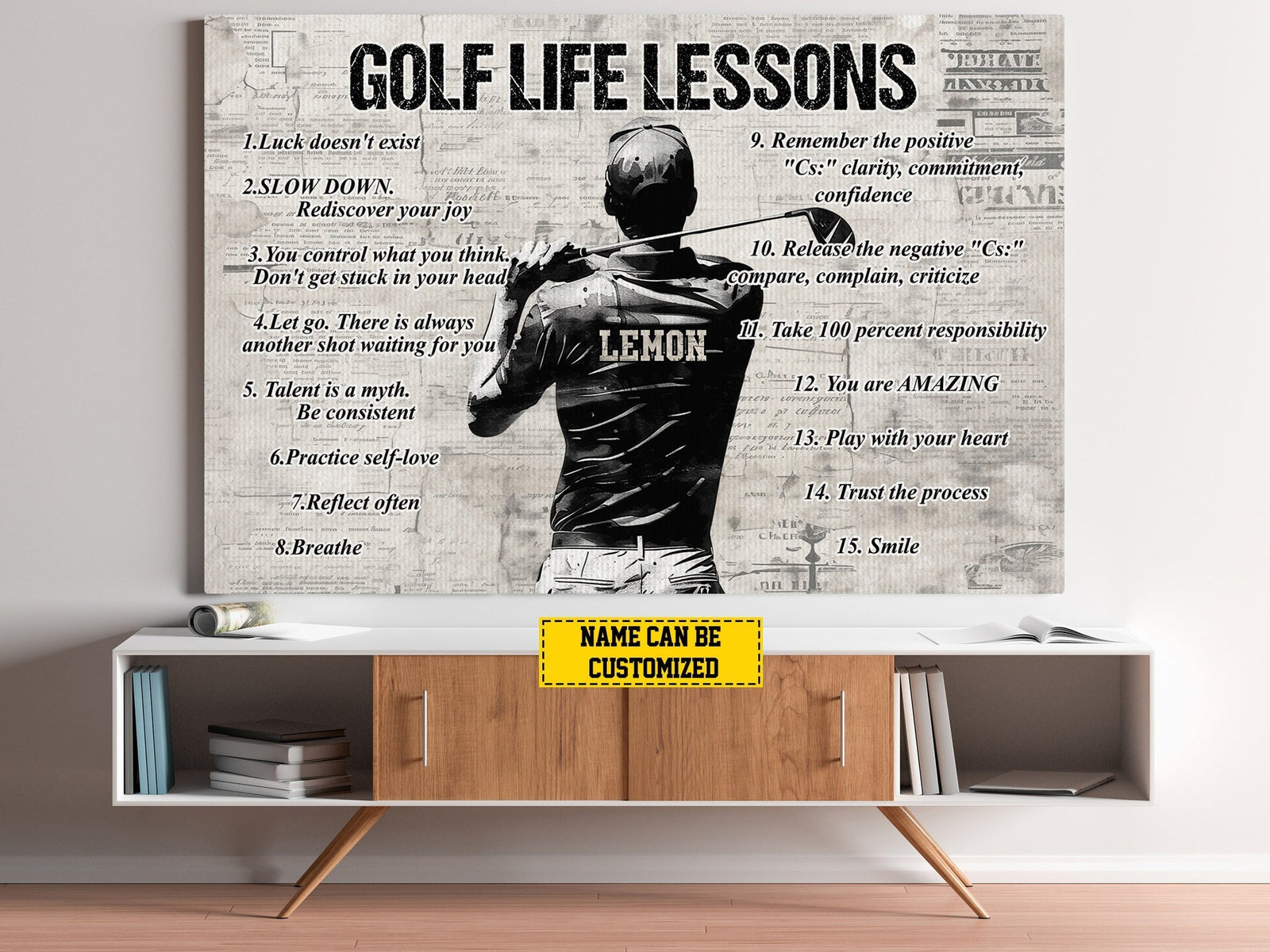 Blisscorners Golf Life Lessons Personalized Canvas Print, Golf Gift For Man, Golf Decor LM2611