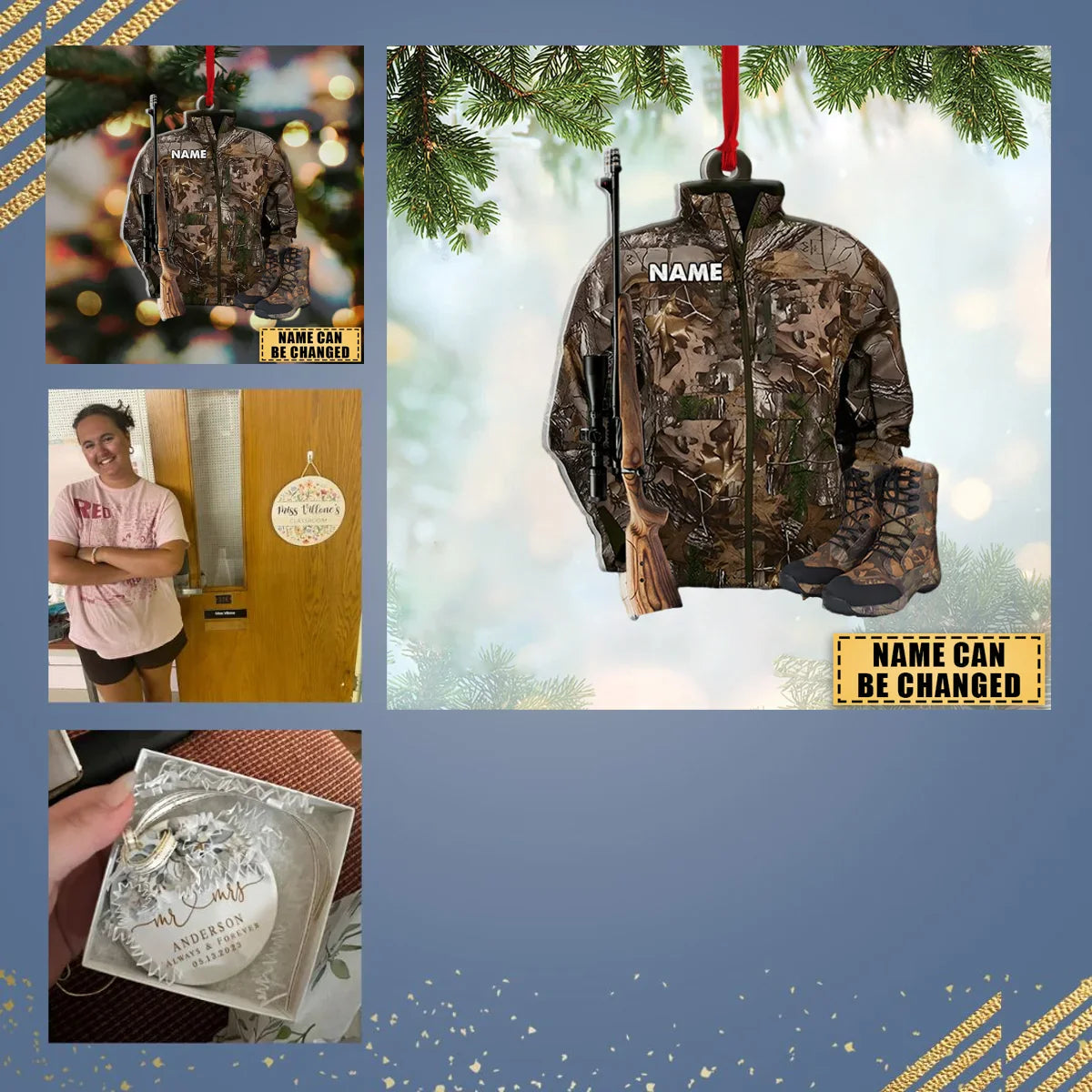 Blisscorners Custom Name Hunting Ornament Gifts For Hunting Lovers