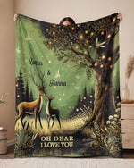 Blisscorners personalized oh dear i love you deer couple fleece blanket