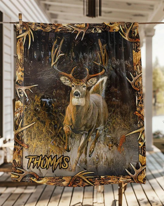 Blisscorners personalized deer lover fleece blanket