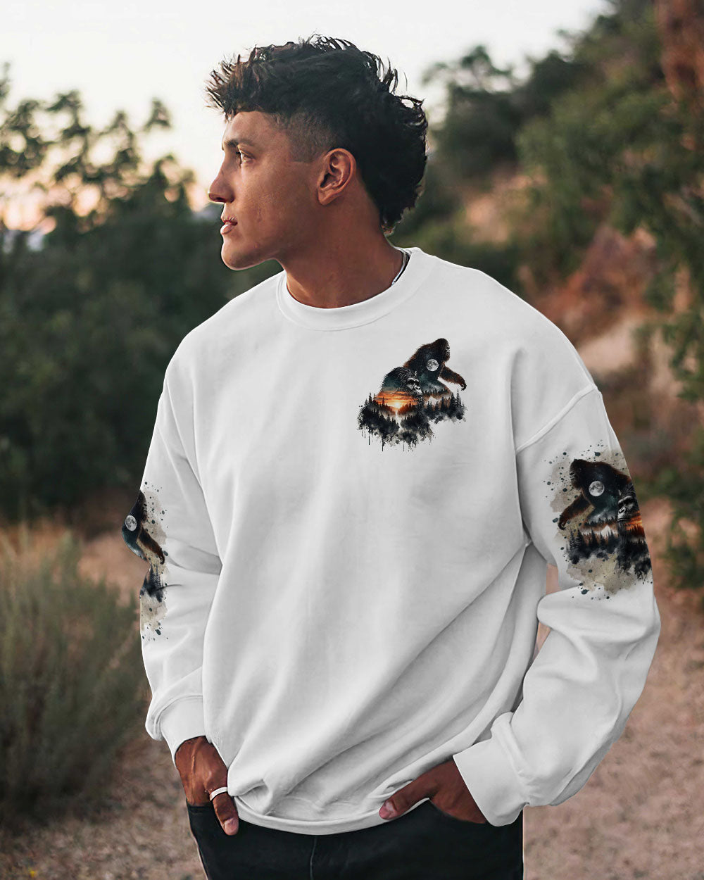 BLISSCORNERS AND INTO THE FOREST I GO BIGFOOT ALL OVER PRINT