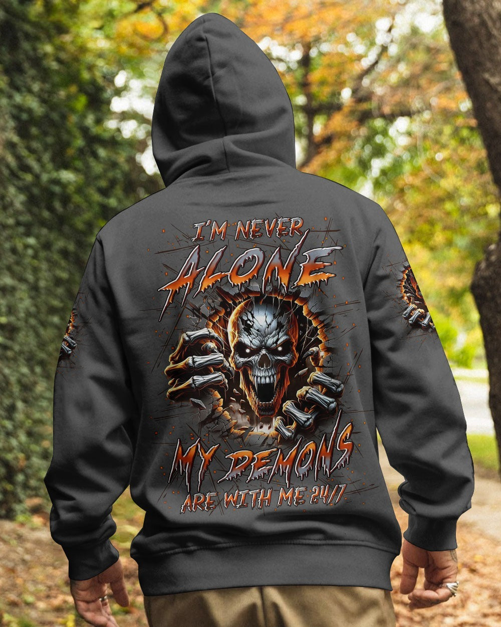 BLISSCORNERS I'M NEVER ALONE SKULL DEMON ALL OVER PRINT
