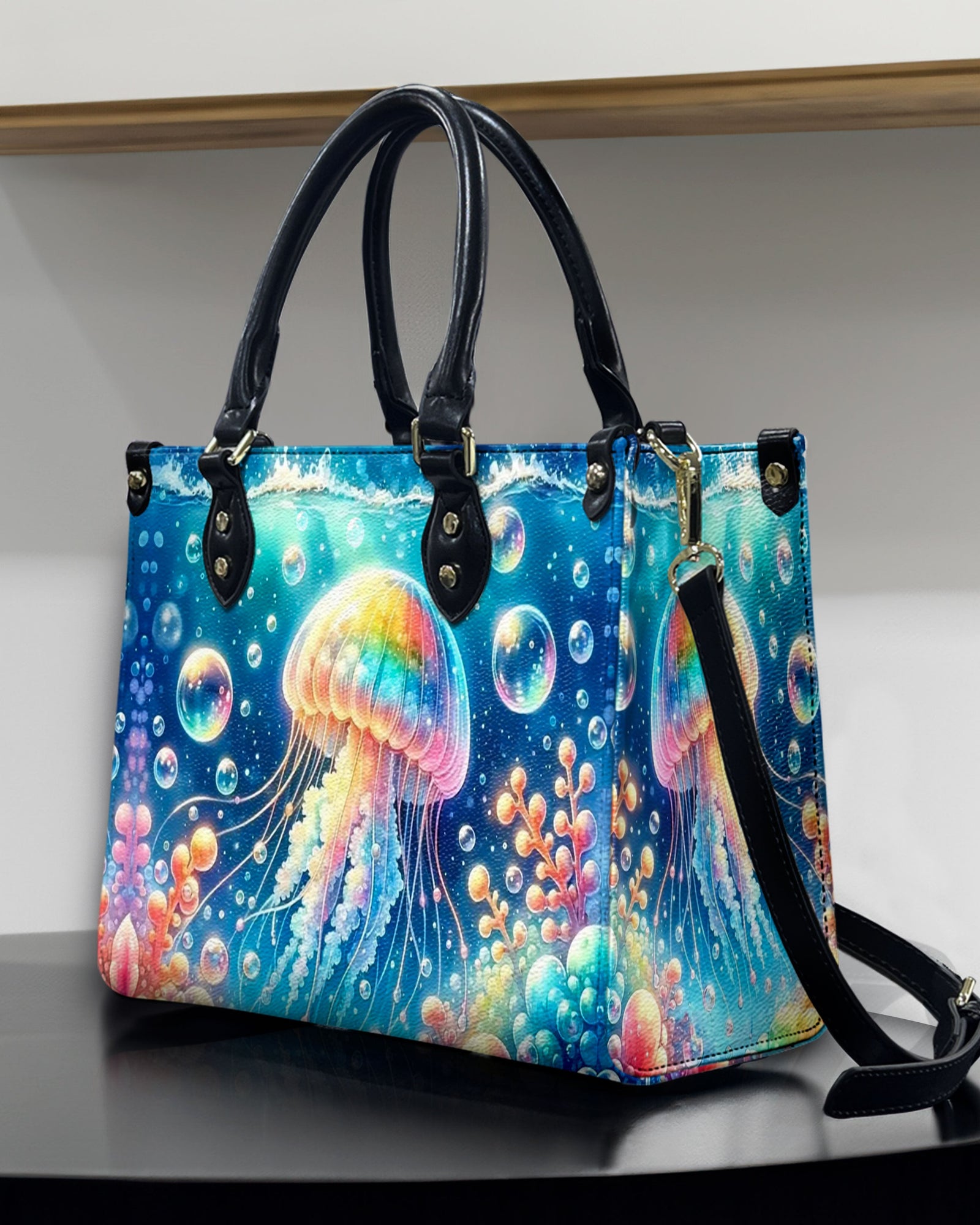 BLISSCORNERS AS FREE AS THE OCEAN LEATHER HANDBAG
