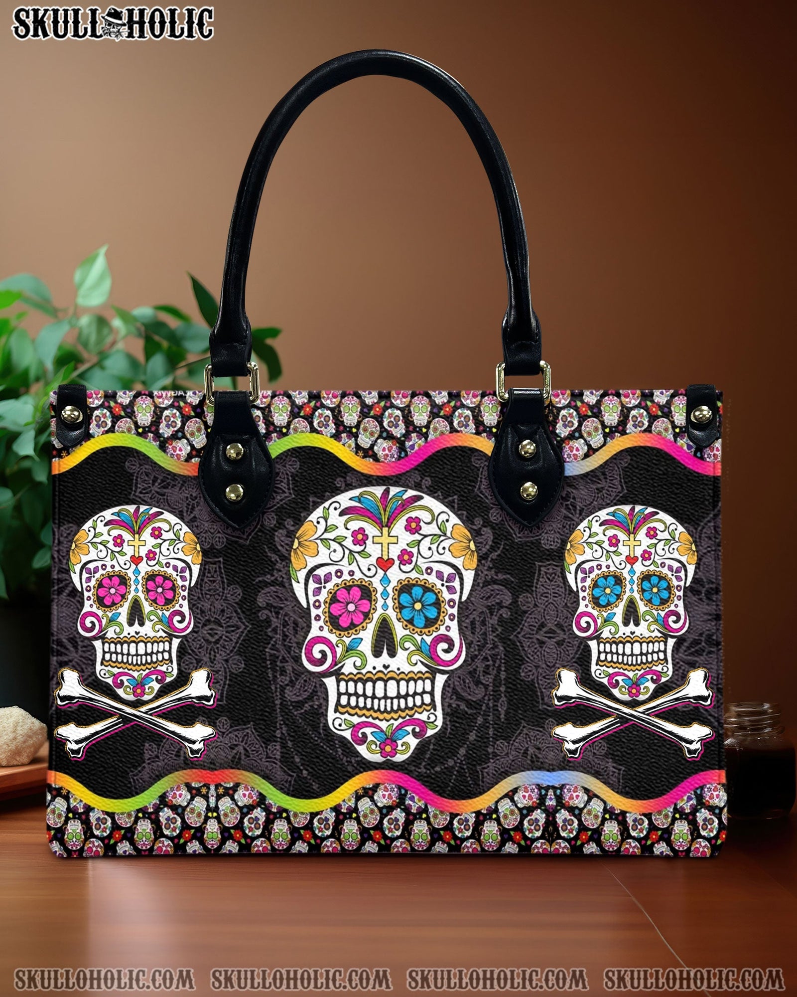 BLISSCORNERS SUGAR SKULL LEATHER HANDBAG