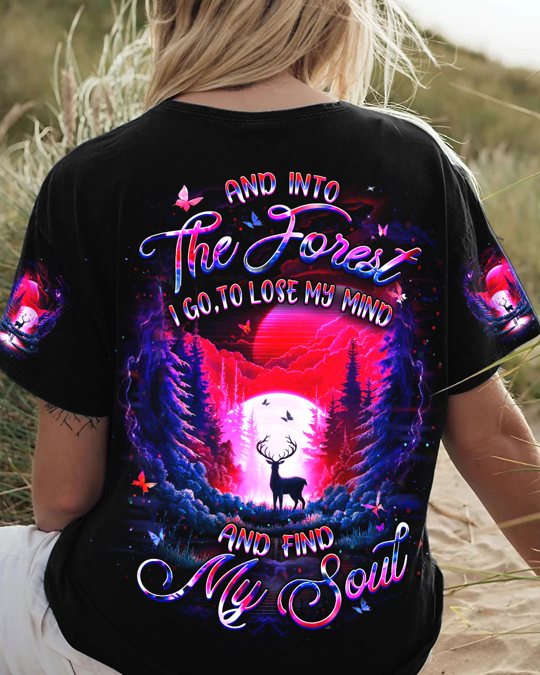 BLISSCORNERS AND INTO THE FOREST I GO DEER ALL OVER PRINT