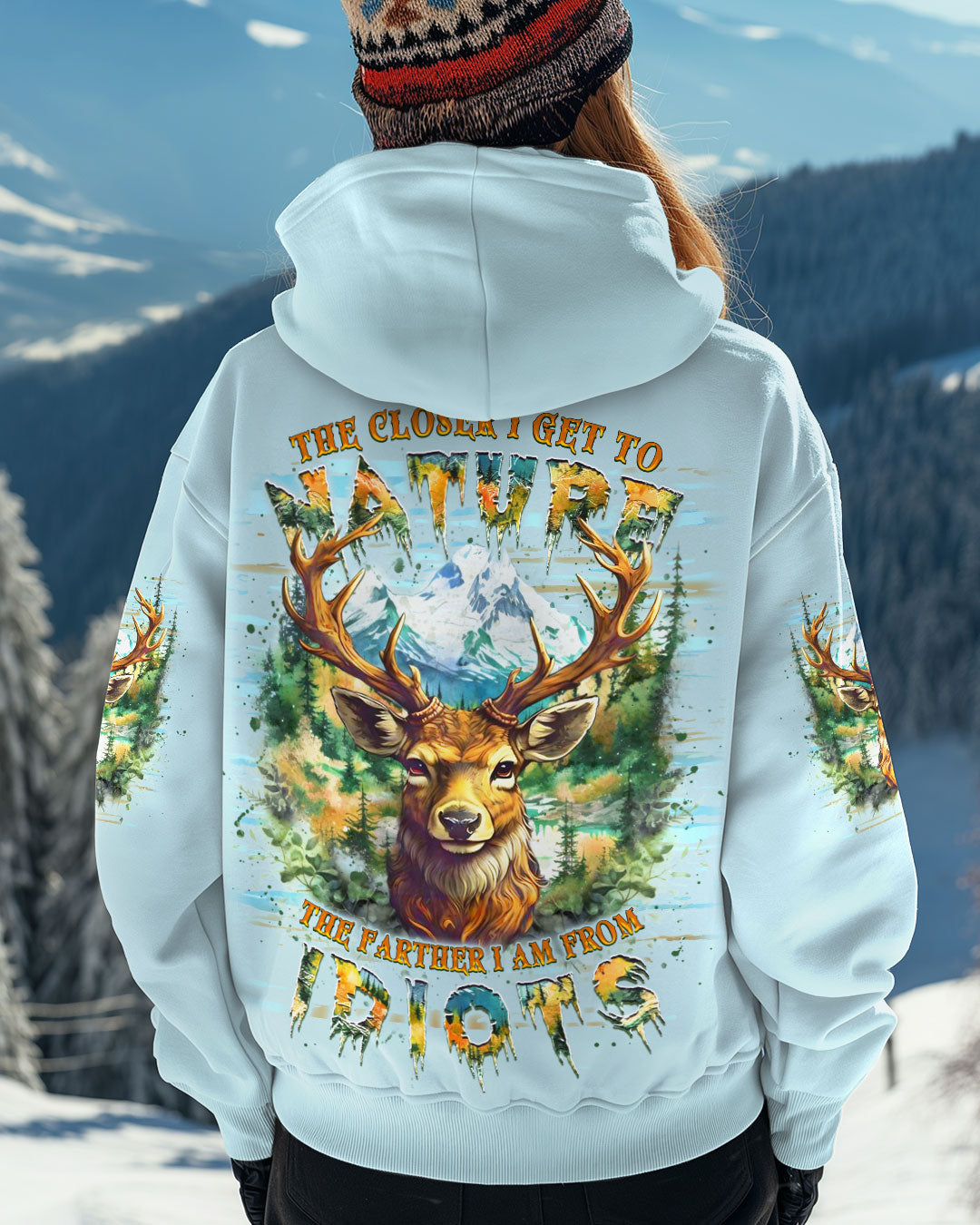 BLISSCORNERS THE CLOSER I GET TO NATURE DEER HUNTING ALL OVER PRINT