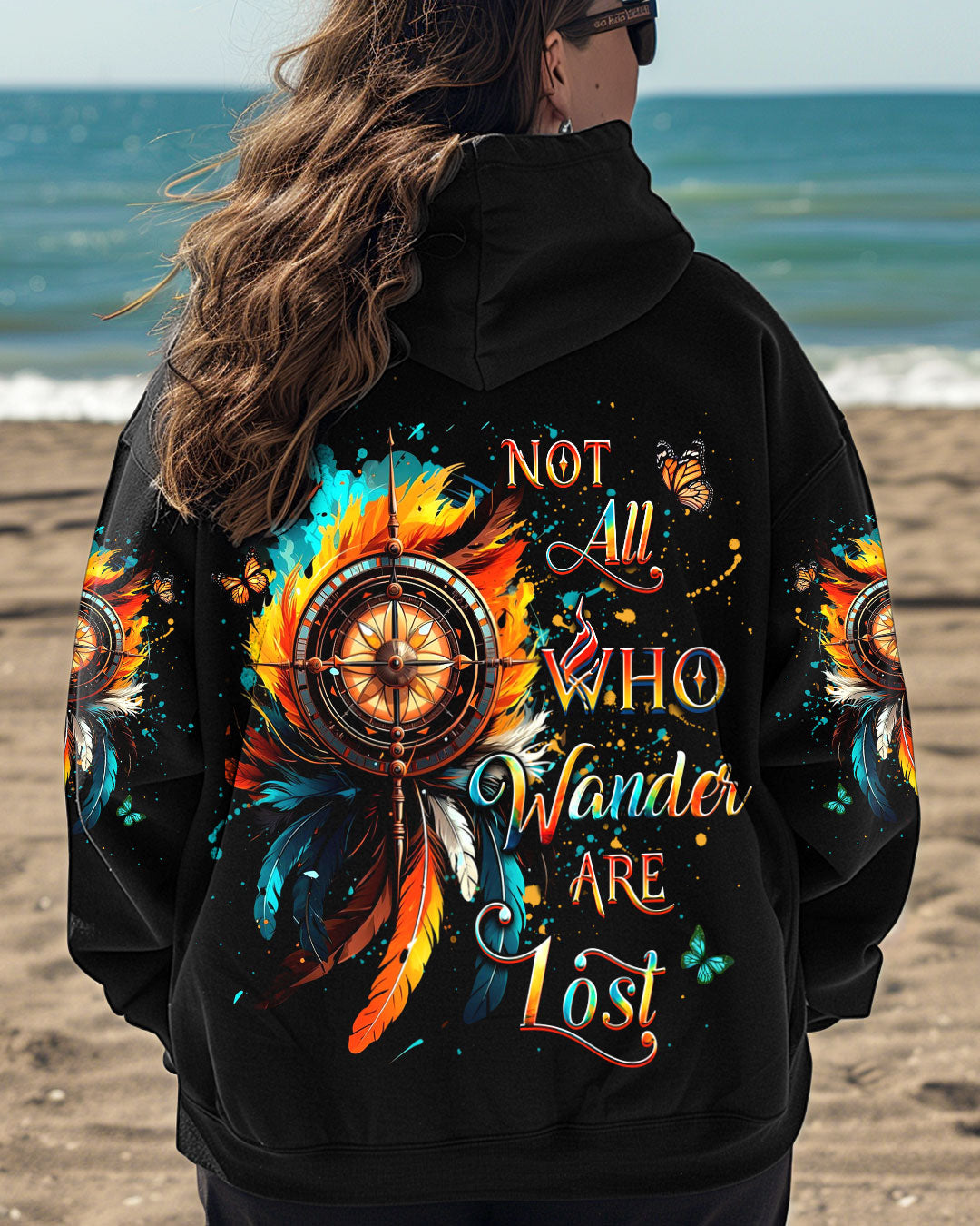 BLISSCORNERS NOT ALL WHO WANDER ARE LOST COMPASS ALL OVER PRINT