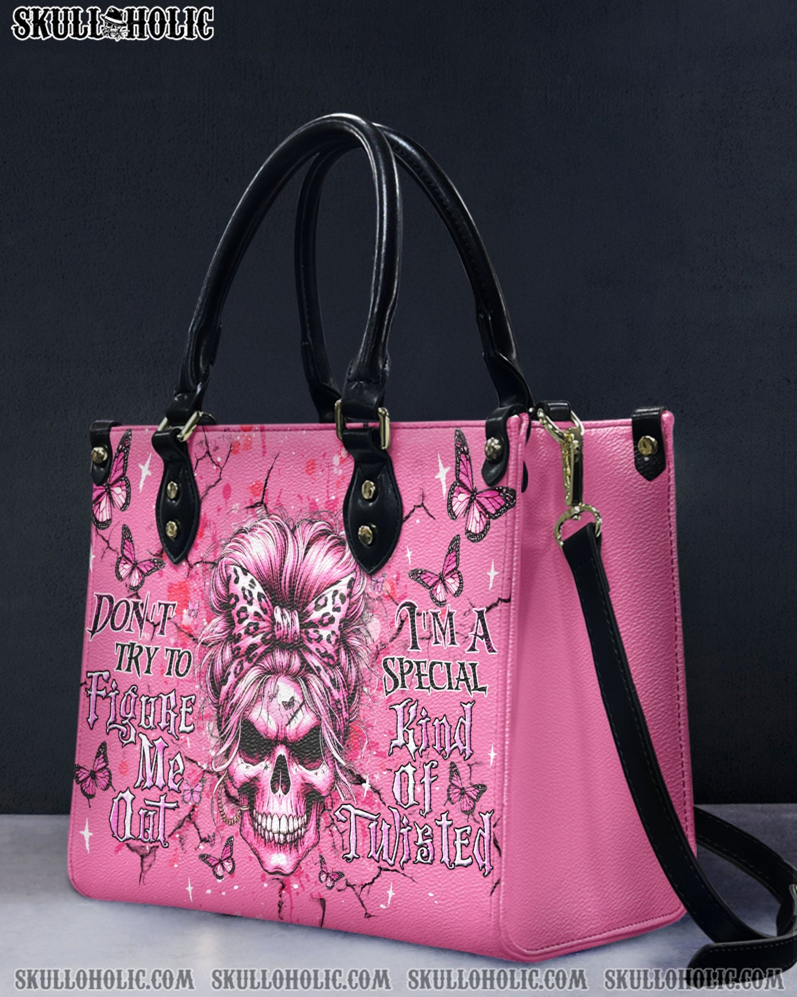 BLISSCORNERS DON'T TRY TO FIGURE ME OUT SKULL LEATHER HANDBAG